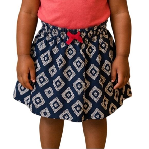 Child Of Mine By Carters Girls 3T Blue & White Patterned Skirt With Pink Bow - Picture 1 of 6